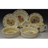 Bunnykins - a twin handled mug, cereal bowls, side plates,