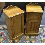 A near pair of satinwood Edwardian bedside cabinets