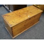 A pine blanket chest, hinged top,