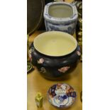 A Crown Devon Fielding Wye pattern jardiniere, printed with roses and swags,