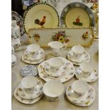 Ceramics - Victoria Carlsbad sandwich tray; cockerel plate; Royal Vale six piece tea setting etc.