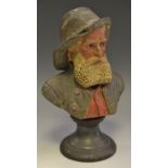 A continental painted bust of a fisherman stamped S&H 625 to base 20cm high.