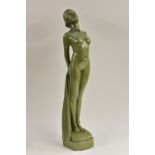 G Leonardi, an Art Deco chalk/plaster figure, Naked Maiden Looking Aloft, model No 215,