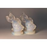 A pair of Sabino opalescent glass stylised fantail goldfish, 6cm high,