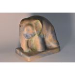 An Art Deco Bourne Denby Danesby Ware stylised elephant bookend, drip glazed in Pastel Blue, 13.