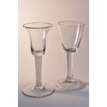 An opaque air twist drinking glass; a 19th century glass,