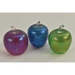 A John Ditchfield Glasform miniature apple, in iridescent blue,