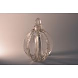A Lalique clear glass globular fluted scent bottle, beaded anglesm 10.