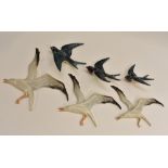 A set of three graduated Branksom China flying seagulls,