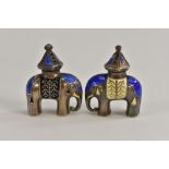 A Norwegian enamelled 925 silver novelty two piece cruet set, Salt & Pepper,