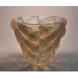 A Lalique Moissac pattern opalescent glass vase,