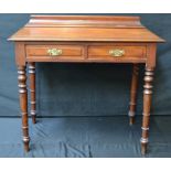 A Victorian mahogany desk, turned supports, c.