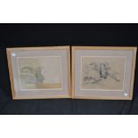 Sarah G John A pair, Welsh Mountain and Stream signed,