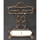 A Victorian cast metal bamboo effect stick stand, c.