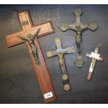 An early 20th century dark patinated metal corpus christi,