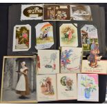 Postcards - an album of birthday and other greetings cards, Edwardian and later, 1920s,