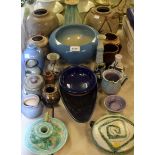 Studio Pottery - a Baron Barnstaple jug; another, bowl; others, Kembury, P & M Thomas,