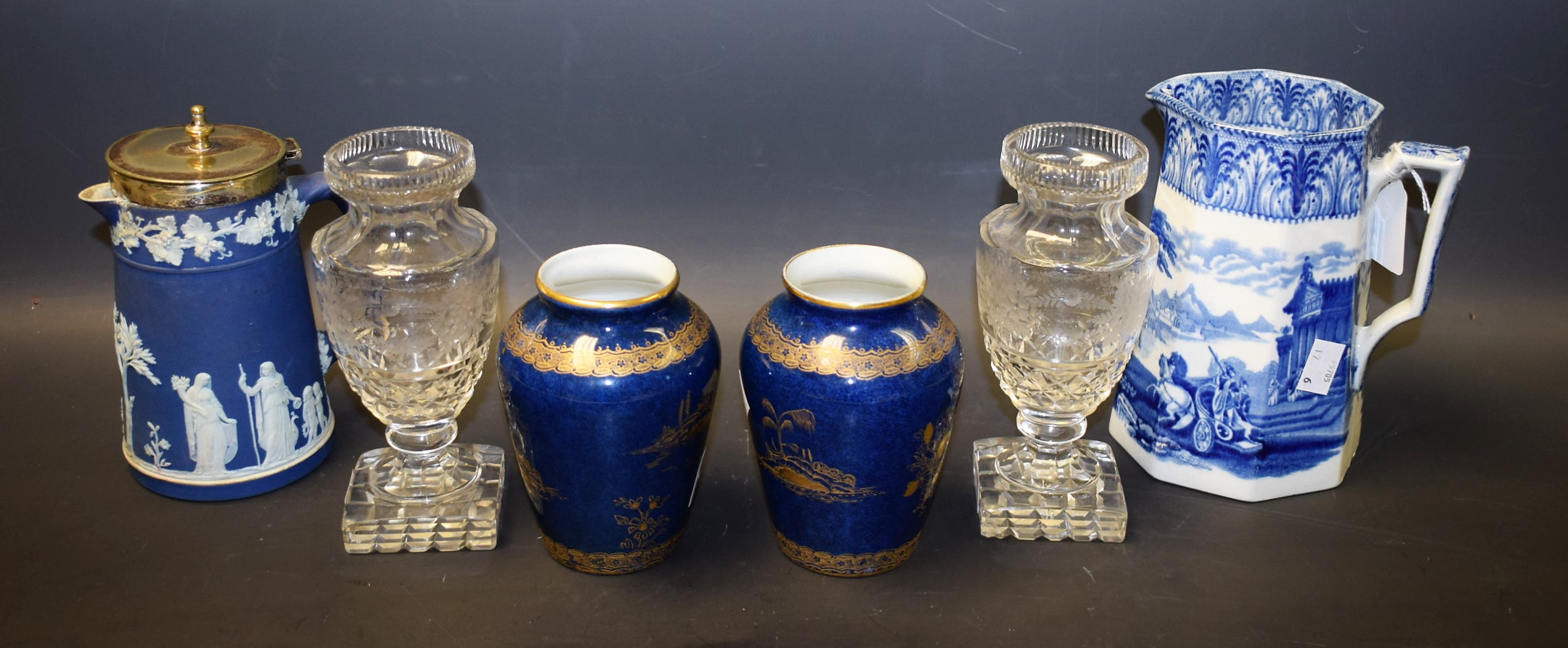 A pair of Georgian cut glass urnular vases, c.1810, 16.