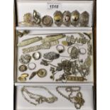 A silver ingot pendant; brooches, 19th century and later; chains; a silver fruit knife,