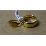 A 9ct gold ring, another,