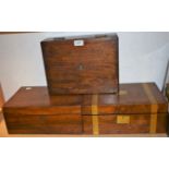 A 19th century mahogany writing box; others,