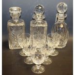 Glassware - a Waterford crystal Lismore pattern decanter; others Brierley etc;