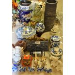 Oriental Ceramics - Chinese blue and white ceramics including sphere, jar and cover,