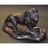 Barrie, after, bronzed lion standing, signed,