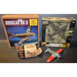 A Lincoln Toys, Major Models, Navy Fighter plane, aluminium body, folding wings, boxed, c,