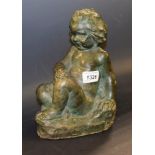 F George (early 20th century), a verdigris patinated composition model, of an infant,