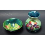 Ceramics - a Moorcroft Orchid pattern ovoid vase, 9cm high; a Moorcroft Jack In The Pulpit bowl,