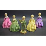 Ceramics - a Royal Worcester figure, Grandmother's Dress, F Doughty, lilac colourway; three others,