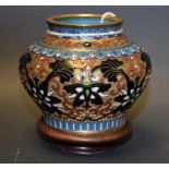 A Chinese cloisonné enamel bowed ovoid vase,
