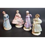 A set of four Royal Worcester figures, The Victoria and Albert Museum costume collection,