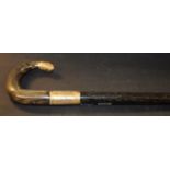 A gentleman's walking cane, yellow metal mounts, dated 30.7.