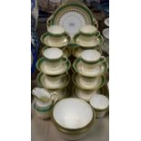 A late 19th century tea set, green band,