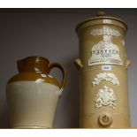 A Victorian stoneware water filter, inscribed 'Pasteur (Chamberland) Filter (Patent), J. D.