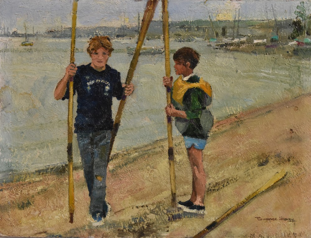 Terence Storey (bn 1923) Sea Scouts signed, oil on board, 15cm x 20cm,