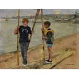 Terence Storey (bn 1923) Sea Scouts signed, oil on board, 15cm x 20cm,