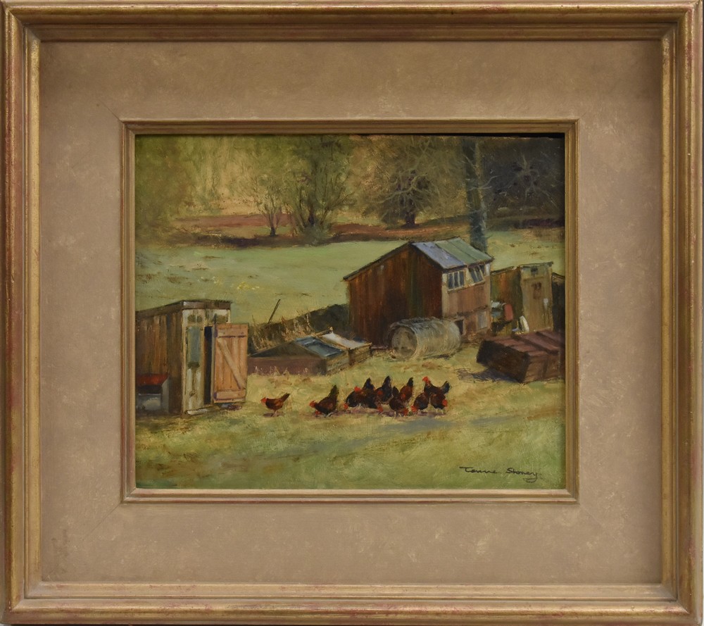 Terence Storey (bn 1923) Free Range signed, oil on board, 25.5cm x 30.