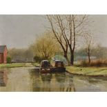 Terence Storey (bn 1923) Fradley Junction Canal signed, oil on board, 25.5cm x 35.