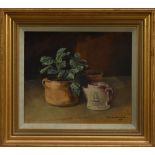 Terence Storey (bn 1923) Still Life with a Sunderland Mug signed, oil on canvas, 30.5cm x 35.