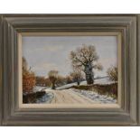 Terence Storey (bn 1923) Derbyshire, Winter Sun and Snow signed, oil on board, 25.5cm x 35.