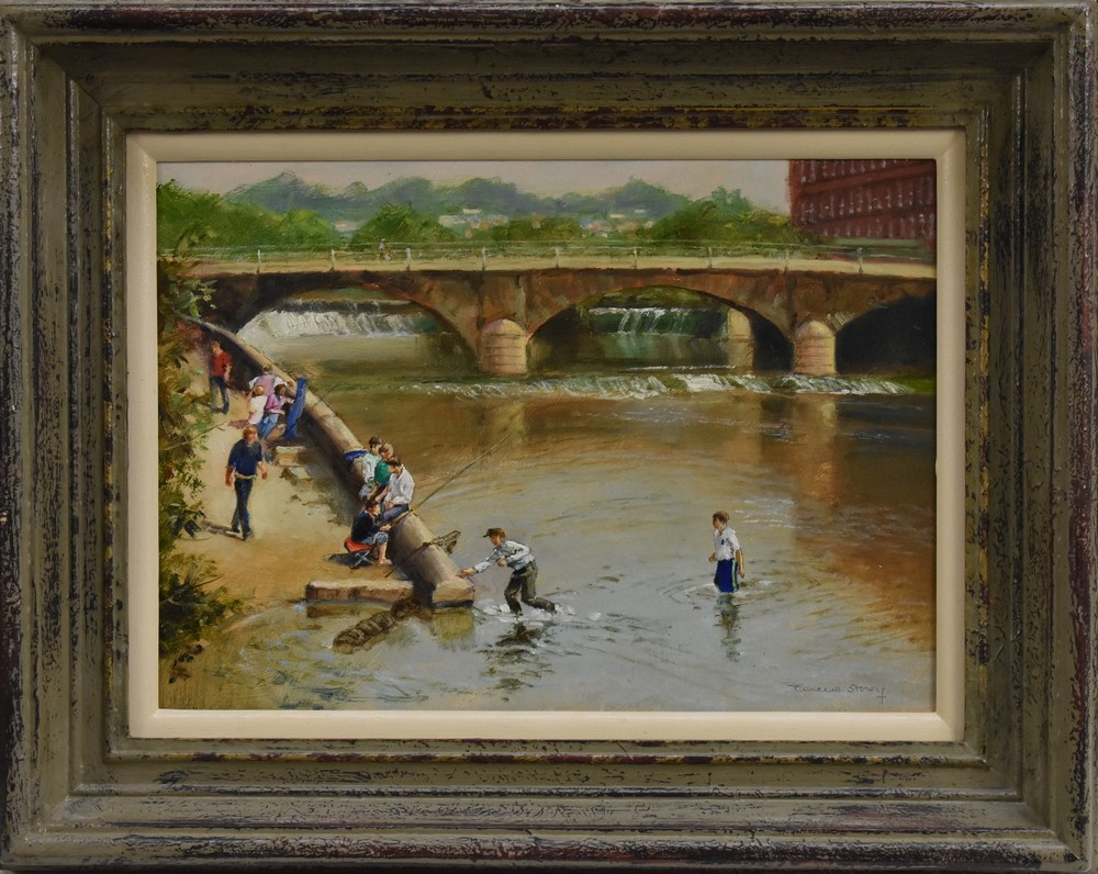 Terence Storey (bn 1923) The Mill Bridge, Belper signed, oil on board, 25.5cm x 35.