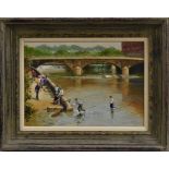 Terence Storey (bn 1923) The Mill Bridge, Belper signed, oil on board, 25.5cm x 35.