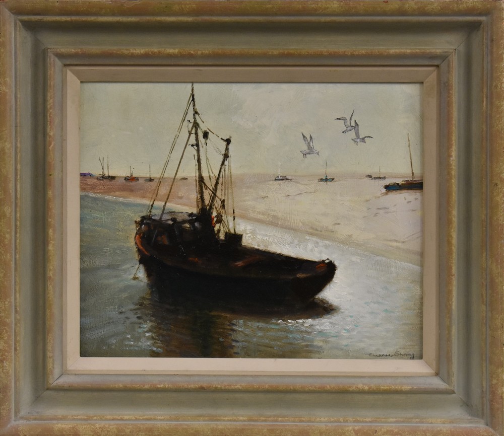 Terence Storey (bn 1923) Low Tide, Leigh-on-Sea signed, oil on board,