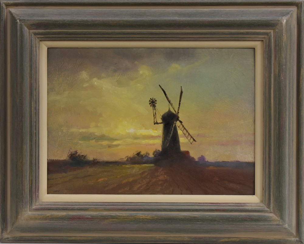 Terence Storey (bn 1923) A Norfolk Windmill signed, oil on board, 25.5cm x 35.