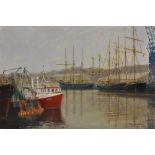 Terence Storey (bn 1923) Tall Ships Gathering signed, oil on board, 25.5cm x 35.