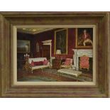 Terence Storey (bn 1923) Aske Hall Interior signed, oil on board, 25.5cm x 30.