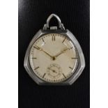 An unusual 1920s Art Deco Gentleman's irregular hexagonal silver shaped cased dress pocket watch,